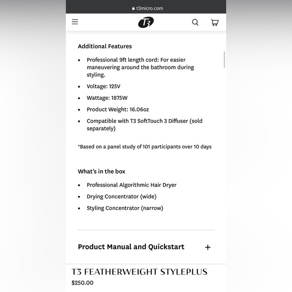 T3 Featherweight Styleplus Blowdryer - Picture 6 of 6